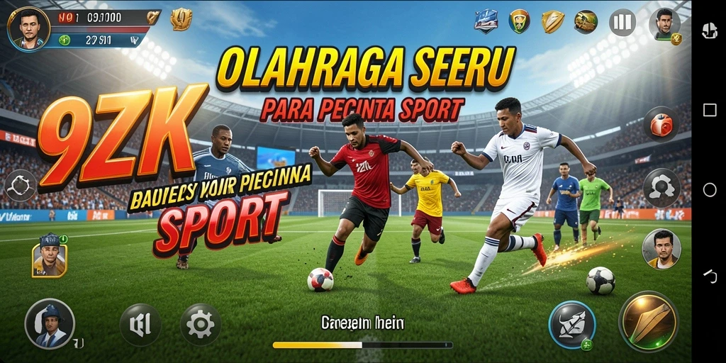 Screenshot 9ZK menampilkan aksi gameplay seru di berbagai arena olahraga.