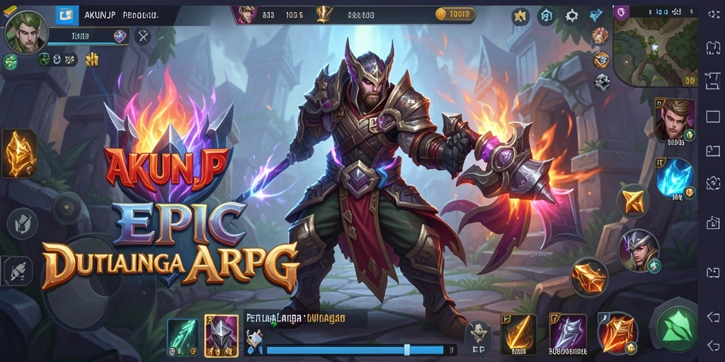 Tangkapan layar utama AKUNJP menampilkan aksi seru dalam pertarungan ARPG.