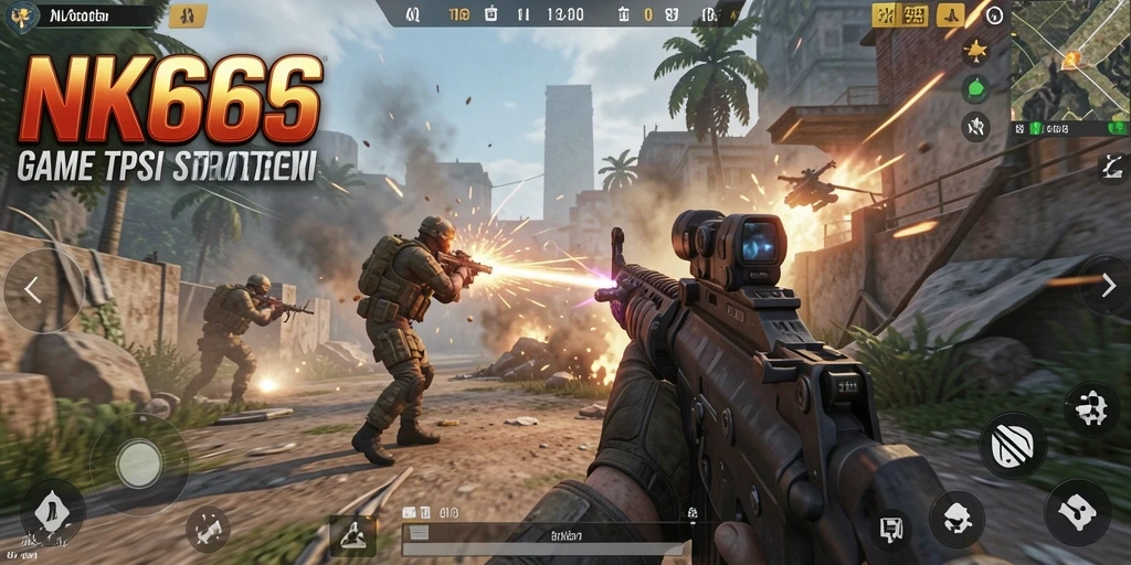 Tangkapan layar gameplay NK666 menunjukkan aksi perang yang mendebarkan.