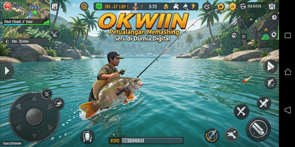 Tangkapan ikan yang menakjubkan dalam gameplay OKWIN.