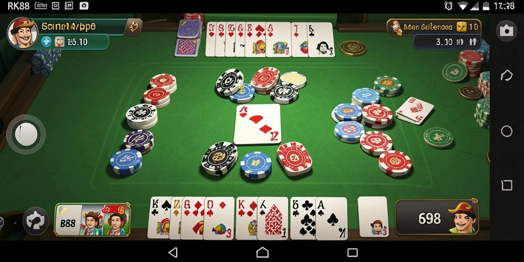 Screenshot gameplay RK88 menampilkan suasana permainan Gaple yang seru.