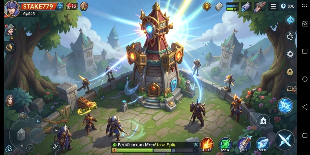 Tampilan menarik dari gameplay Tower Defense yang seru.